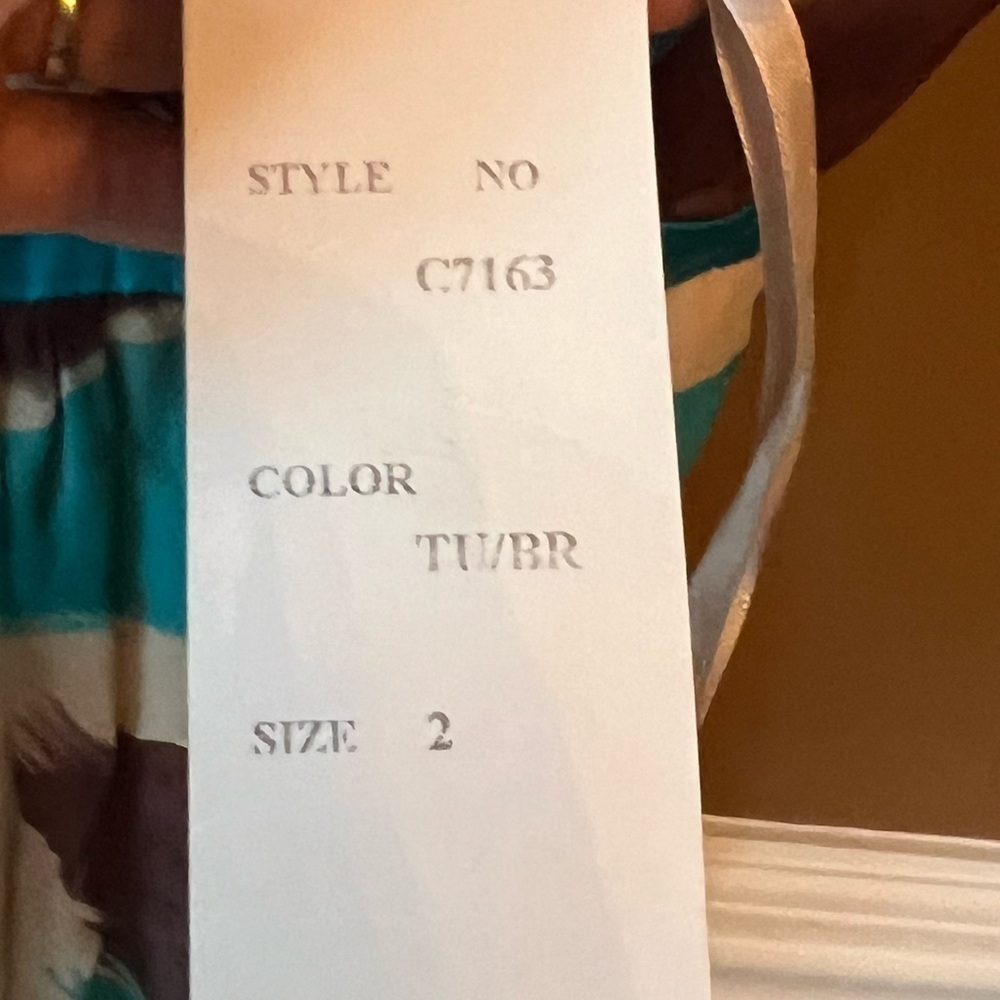 Sue Wong Brand New Silk Summer Turquoise A-Line Dress Size 2 Fairycore Fairy - Picture 5 of 5